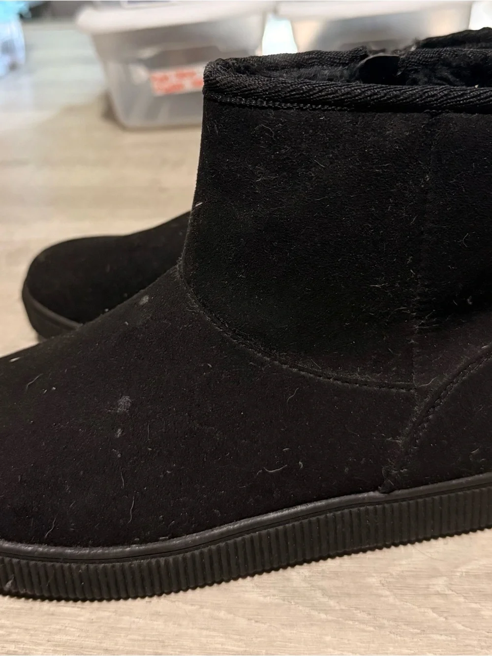 Cat & Jack Black Girls' Ankle Boots with Fleece Lining